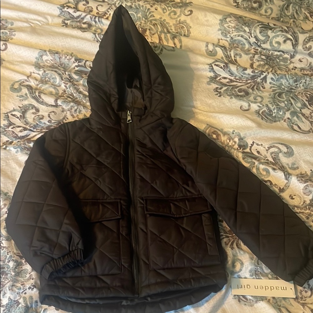 Madden Girl Black Puffer Jacket with Quilted Design
